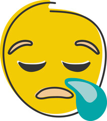 Crying emoji. Sad emoticon face with tear drop. Hand drawn, flat style emoticon.