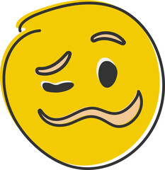 Confounded emoji. Confused emoticon with jagged mouth. Hand drawn, flat style emoticon.