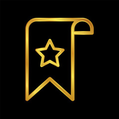 bookmark in gold colored for graphic and web design
