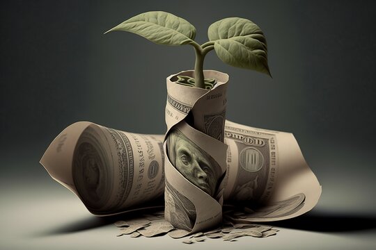 Abstract money plant background, generative AI