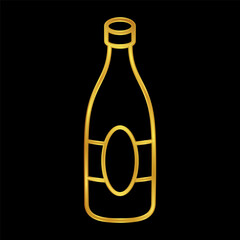 bottle icon in gold colored for graphic and web design