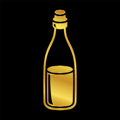 bottle icon in gold colored for graphic and web design