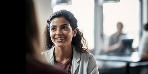 Candid shot of a female doctor meeting with her patient in a hospital, empathy and professionalism, genuine healthcare interaction, generative ai