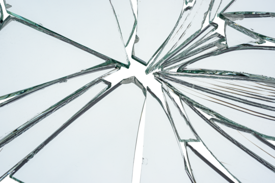 Broken glass mirror close-up