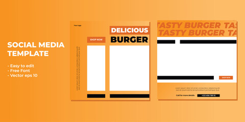 Naklejka premium Set of Editable minimal square banner template. Suitable for social media post and web internet ads. Vector illustration with photo college