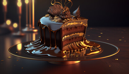 chocolate cake with cream, generative Ai