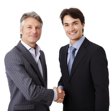 genrative ai Two business men shaking hands ganerative ai model transparent background