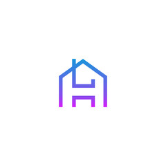 Real estate letter H logo in a house home shape icon design template element
