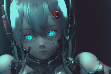 Generative AIと ロボットと 女の 顔