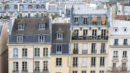 Paris, typical buildings in the Marais, view from the Pompidou center