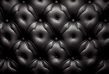 Black luxury smooth shiny leather capitone background texture, for wallpaper or header.