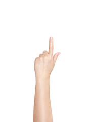 Female hand pointing upwards PNG transparent