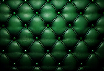 Green luxury smooth shiny leather capitone background texture, for wallpaper or header.