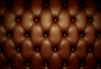Brown luxury smooth shiny leather capitone background texture, for wallpaper or header.