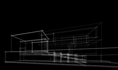 Obraz premium architectural 3d sketch of a house