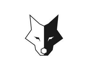 Wolf head black and white vector illustration logo