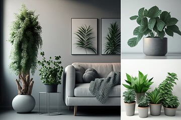 Beautiful collection of indoor plants in a cozy home. A perfect way to bring a touch of nature indoors. Generated by AI.