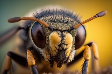 Striking close-up of an insect head with blurred background. Generated by AI.