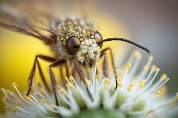Stunning macro shot of an insect on a dandelion, showcasing the beauty of nature. Generated by AI.