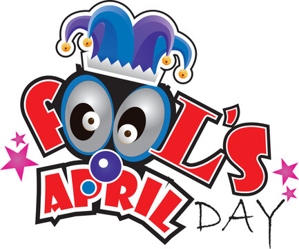 A banner on the theme of The Fools Day in April. A poster of Fools Day with a jesters hat.  illusrator.