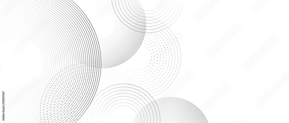 Poster abstract white background with black circle rings. digital future technology concept. vector illustr