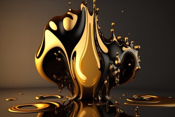 Luxury gold and black liquid background fluid splas, GENERATIVE AI