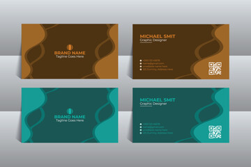 Double-sided creative business card template. Portrait and landscape orientation. Horizontal and vertical layout. Vector illustration