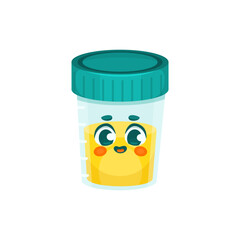 Cute container for analysis urine. Vector cartoon character