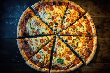 Illustration of a delicious Pizza - Created with Generative ai