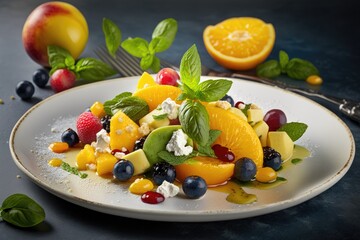 Fototapeta na wymiar Fruit salad - Created with generative ai