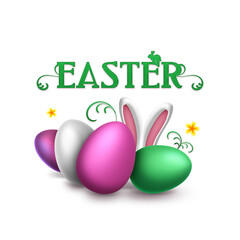 Easter card with bunny and eggs