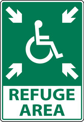 Accessible Refuge Area Sign On White Background