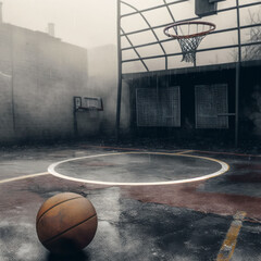 basketball hoop on the court, generative Ai