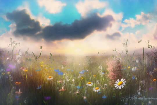 dreamy fantasy wildflowers meadow © Maya Kruchancova