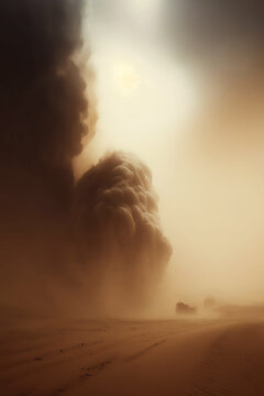 sandstorm landscape with sunlight
