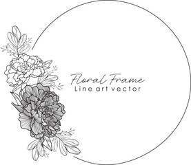 floral line art frame background with place for your text