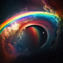 
rainbow in space, world, fantasy, illustration, wallpaper - Generative AI