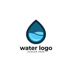 Abstract water logo vector template.