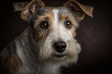 Adorable Fox Terrier Dog on a Dark Background: A Perfect Display of Playful and Energetic Breed Traits
