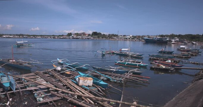 Typical Filipino Boats Off The Coast Of Puerto Princesa, Philippines
