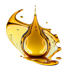 Abstract oil drop 3d render splash closeup isolated Transparent background png. Generative ai - obrazy, fototapety, plakaty