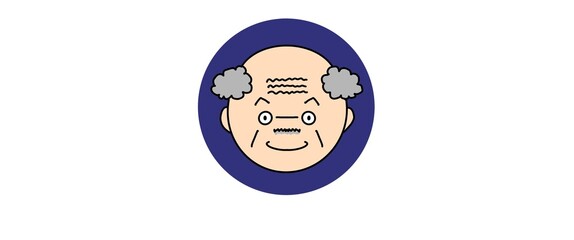 おじいちゃんにっこり　青