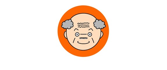 おじいちゃんにっこり　オレンジ