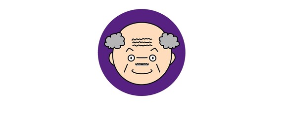 おじいちゃんにっこり　むらさき