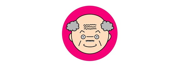 おじいちゃんにっこり　ピンク