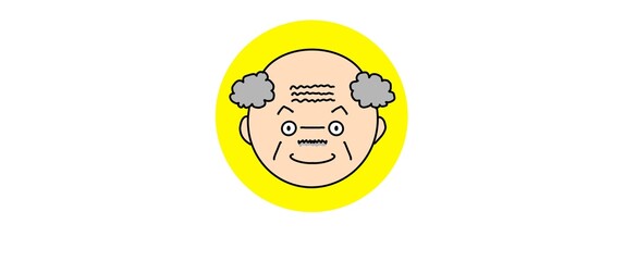 おじいちゃんにっこり　黄色