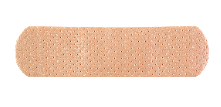Typical adhesive bandage or sticking plaster isolated on transparent, PNG
