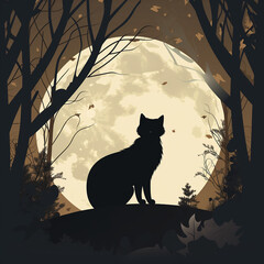 cat noir under the moon