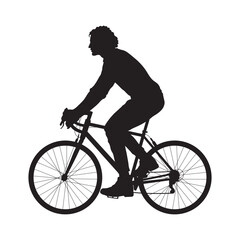 Silhouette of a man cycling riding bike vector.