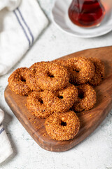 Sesame cookies. Salted sesame cookies on stone background